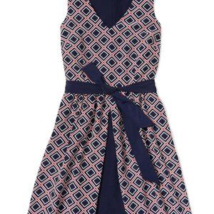 Zooey Deschanel x Tommy Hilfiger Diamond Print Belted Dress